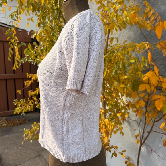 Vintage 90s Soft white oatmeal knit cardigan tee - Picture 3 of 7